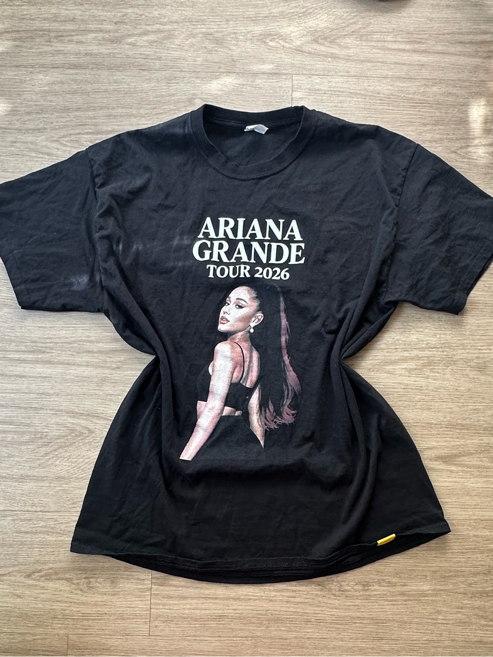 Ariana Grande Black Graphic Tour Tee with Portrait